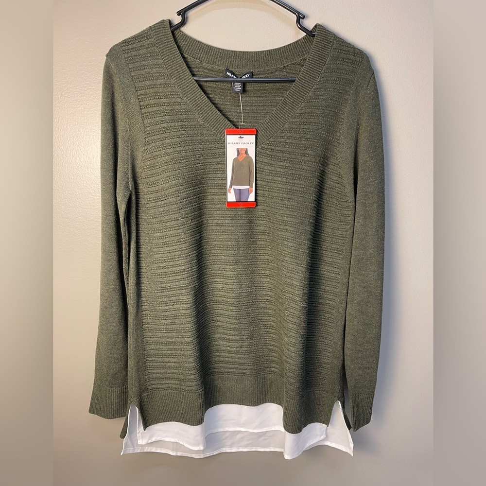Hilary Radley Olive Knit Sweater